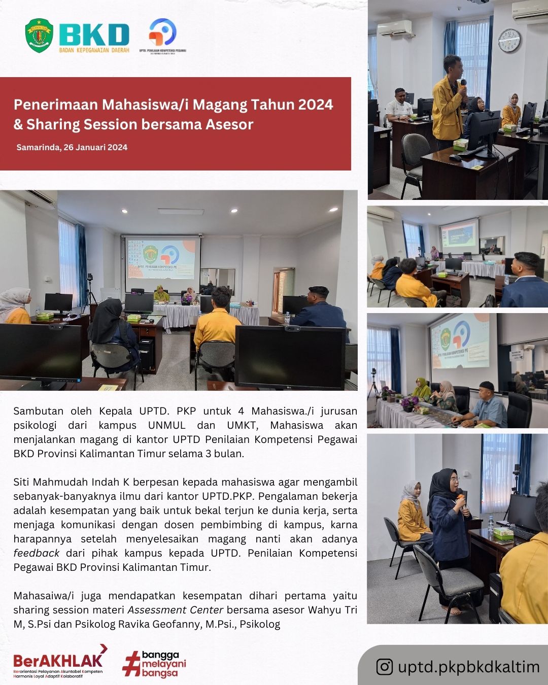 Penerimaan Mahasiswa/i Magang Tahun 2024 & Sharing Session bersama Asesor