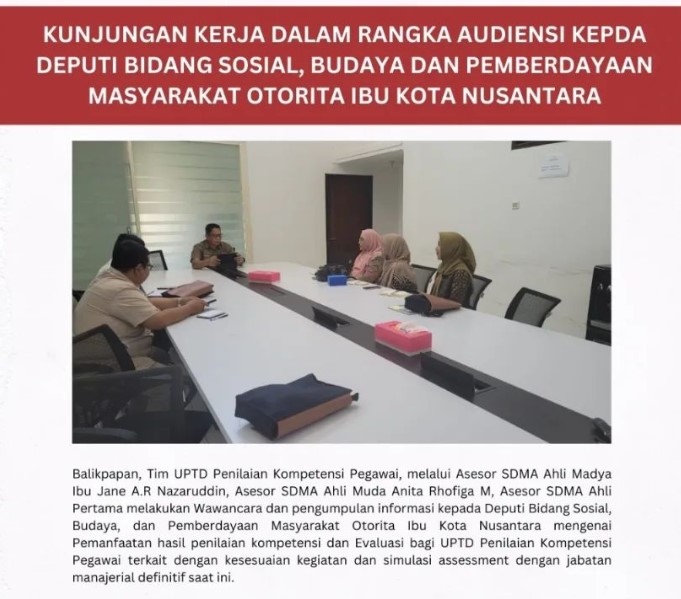 KUNJUNGAN KERJA DALAM RANGKA AUDIENSI KEPADA DEPUTI BIDANG SOSIAL, BUDAYA DAN PEMBERDAYAAN MASYARAKAT OTORITA IBU KOTA NUSANTARA